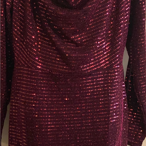 BURGUNDY METALLIC SEQUINS DRESS - SIZE 1X - Picture 7 of 9